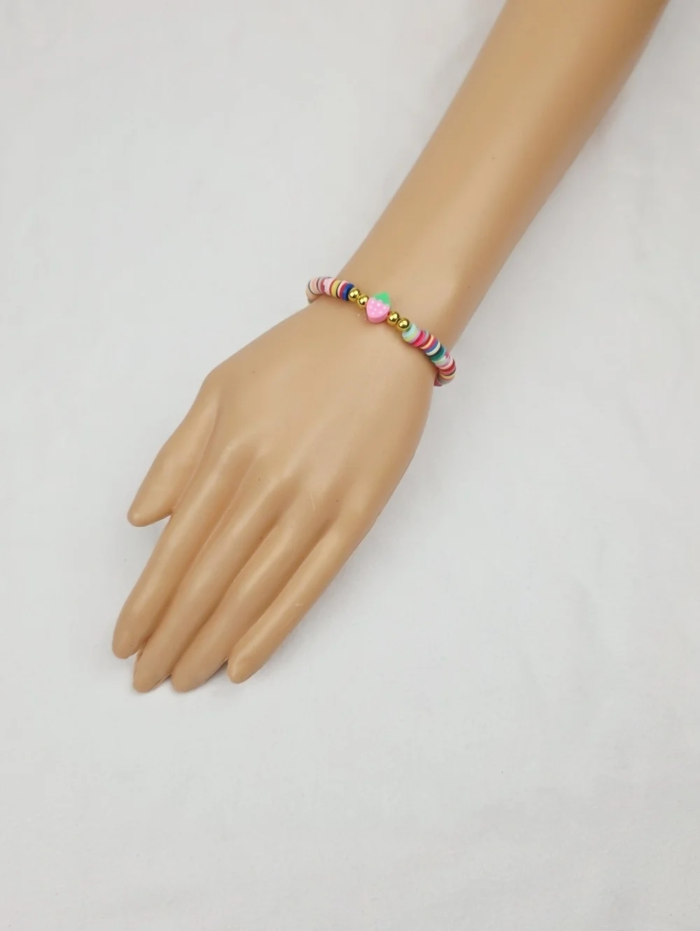 Handmade Clay Bead Strawberry Multi Color Bracelet